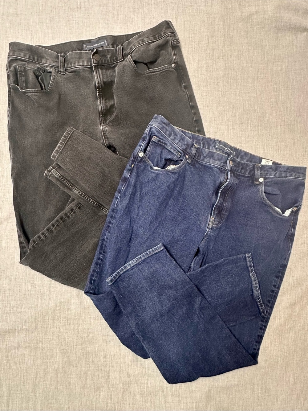 *2 PAIR BUNDLE* Everlane Uniform Slim Fit Jeans Men's 38x32 Black & Blue Denim